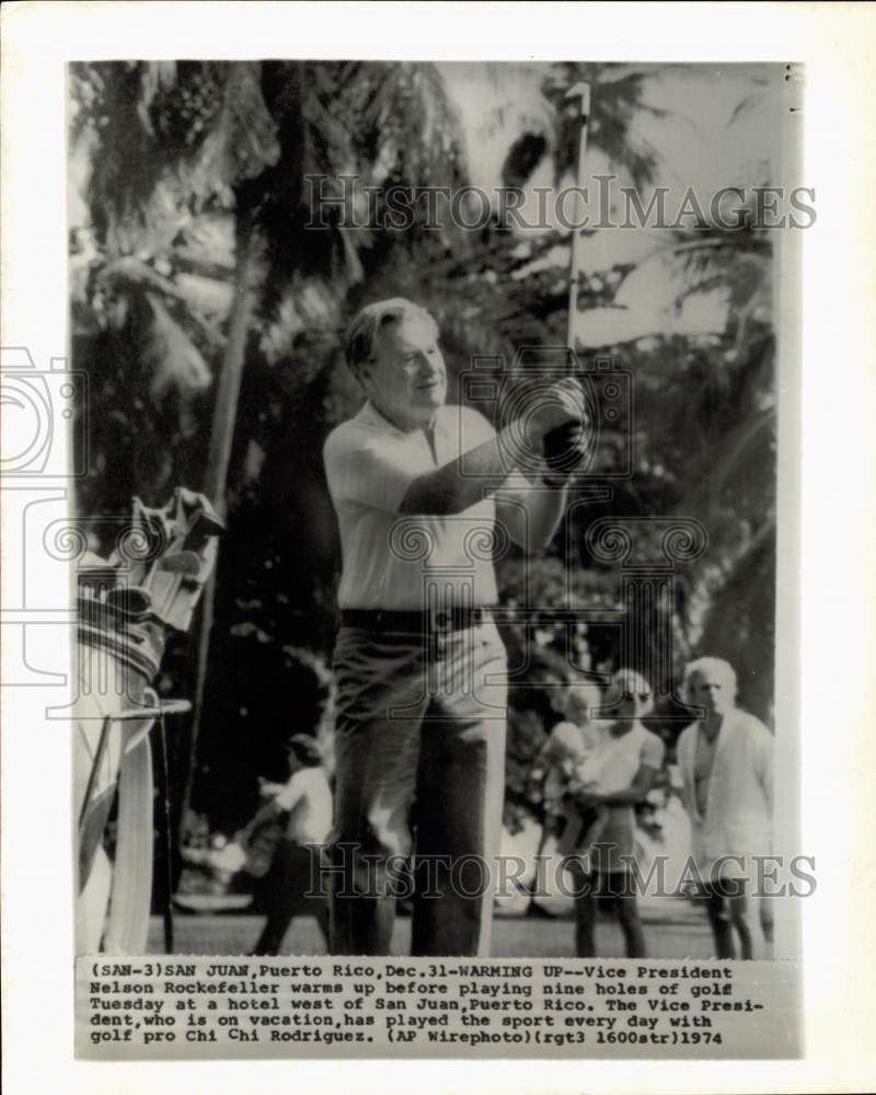 1974 Press Photo Golf Warm Up for Vice President Nelson Rockefeller, Puerto Rico - Historic Images