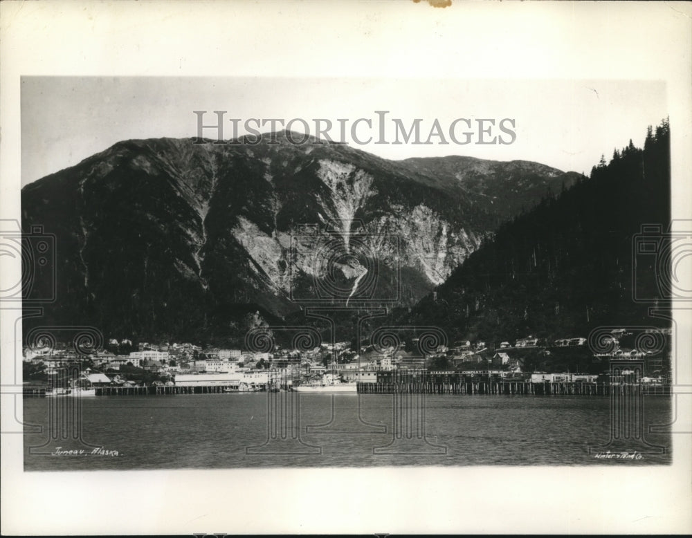 1936 Press Photo Mountain landslide at Juneau, Alaska - Historic Images