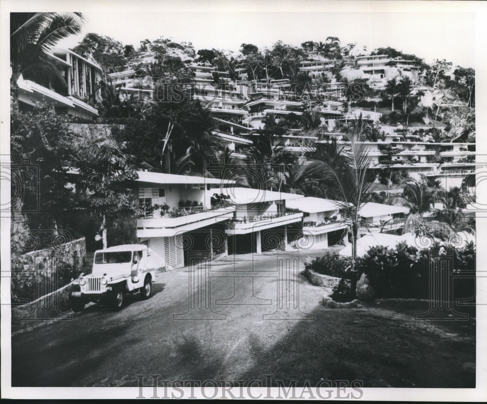 1962 Las Brisas Hilton's cottages at Acapulco Bay, Mexico - Historic Images