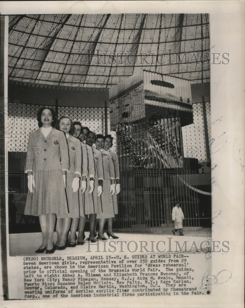 1958 Press Photo American Girls For Dress Rehearsal, Brussels World Fair-Historic Images