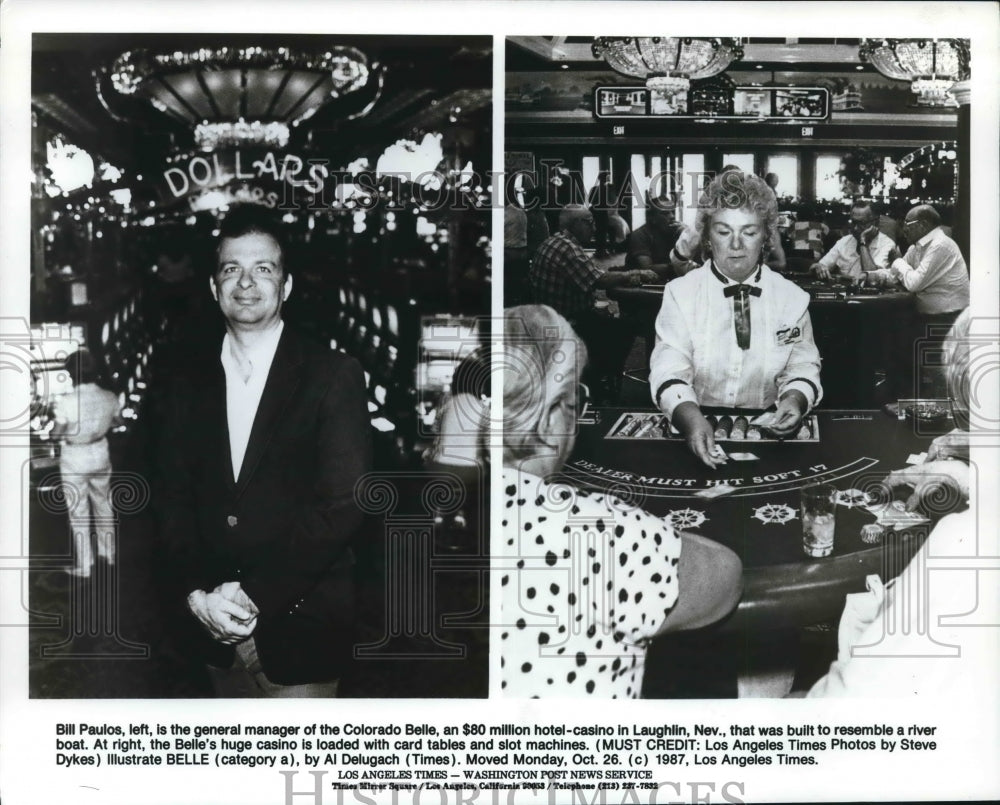 1987 Press Photo Bill Paulos,Manager of Colorado Belle Casino &amp; Gambling Hotel.- Historic Images