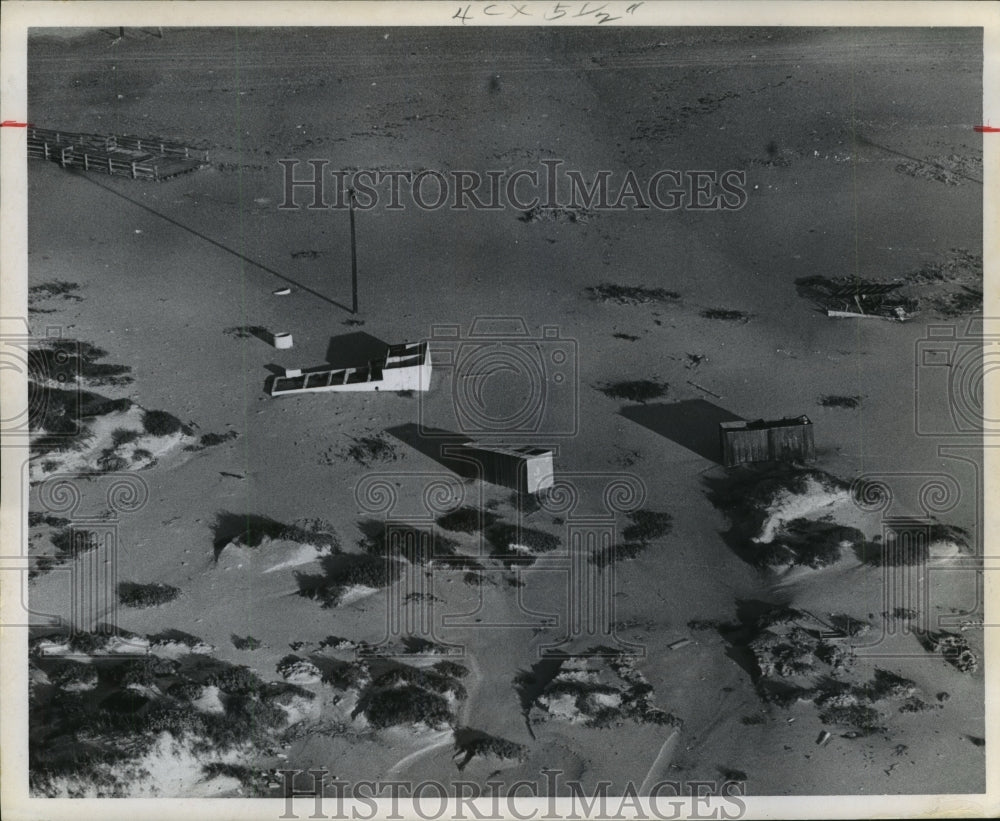 1967 Sand Dunes cover debris on Padre Island after Hurricane Beulah - Historic Images