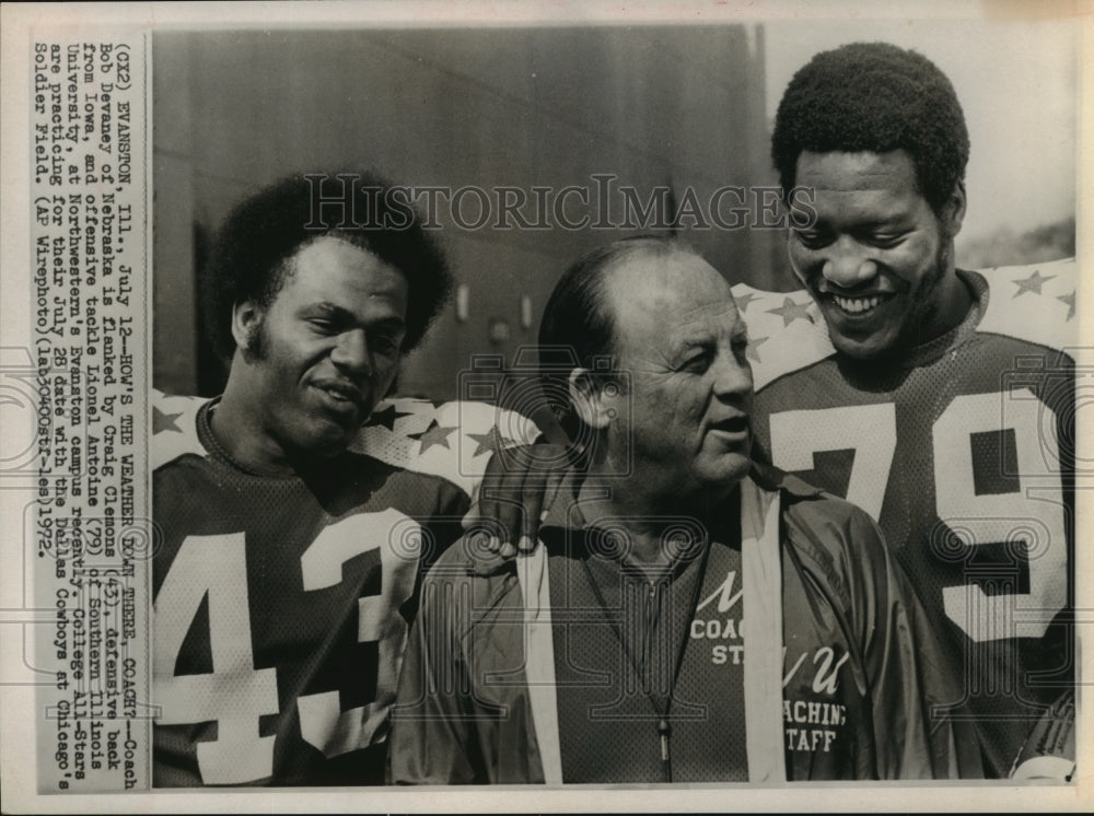 1972 Coach Bob Devaney Flanked by Craig Clemons & Lionel Antonine - Historic Images