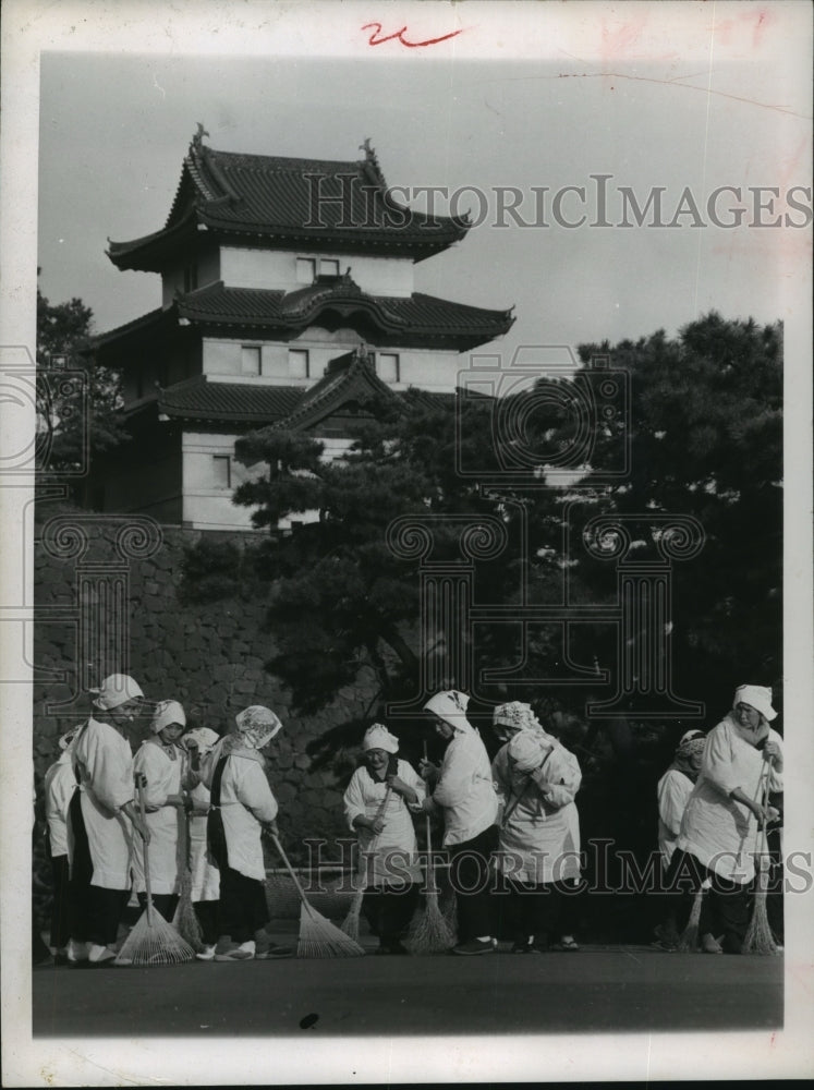 Ladies Sweeping streets in Japan - Historic Images