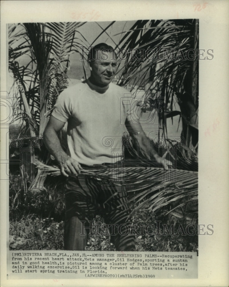 1969 Mets manager, Gil Hodges among the palm trees - Historic Images