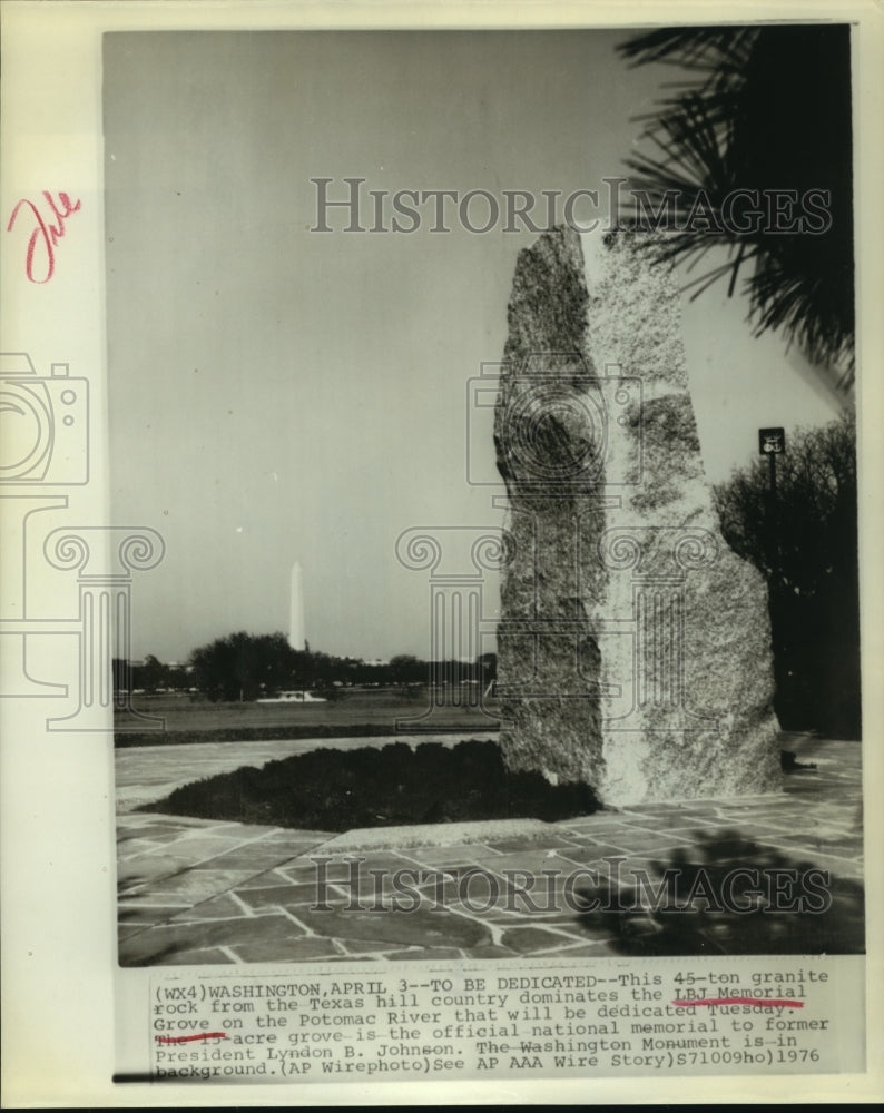 1976 45-Ton Granite Rock From Texas Hill Country, LBJ Memorial Grove-Historic Images