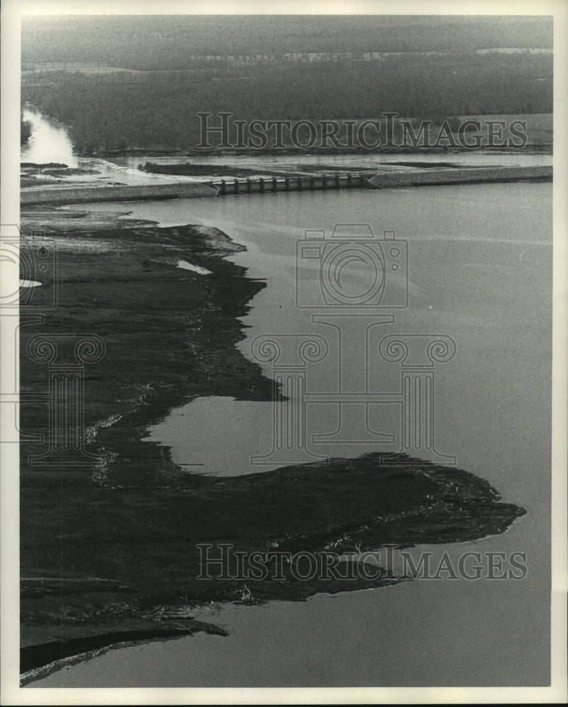 1970 Aerial View of The Lake Livingston Dam. - Historic Images