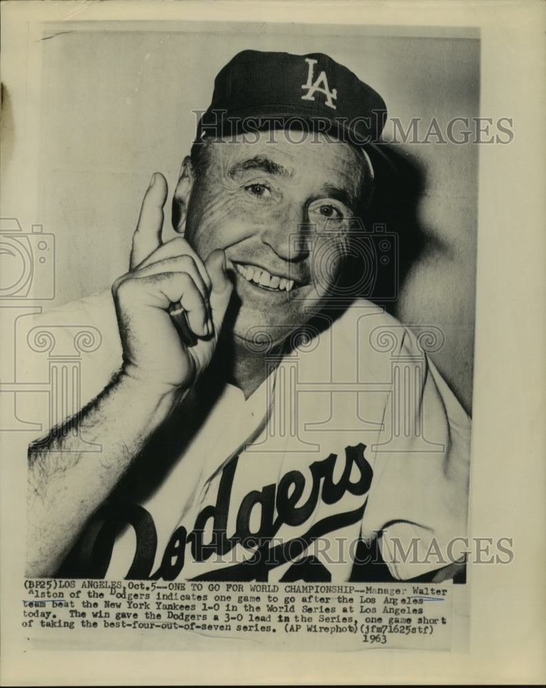 1963 Press Photo Los Angeles Dodgers Manager Walter Alston Says One Game To Go. - Historic Images