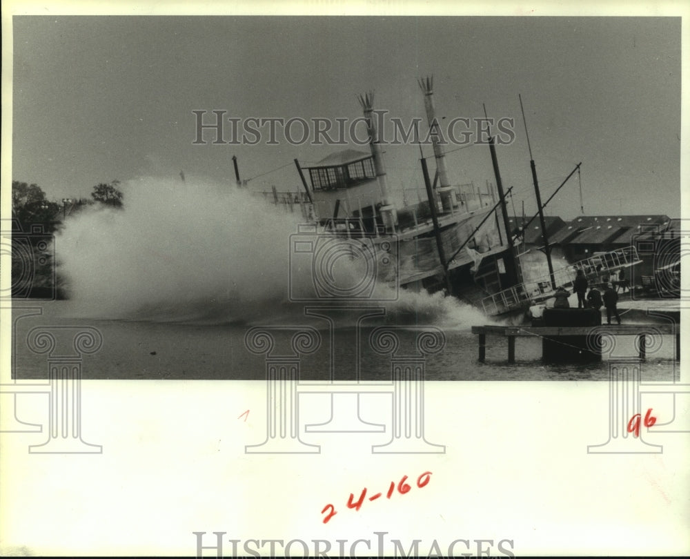 1983 Launching of the Landing Queen Paddle-wheel boat - Historic Images