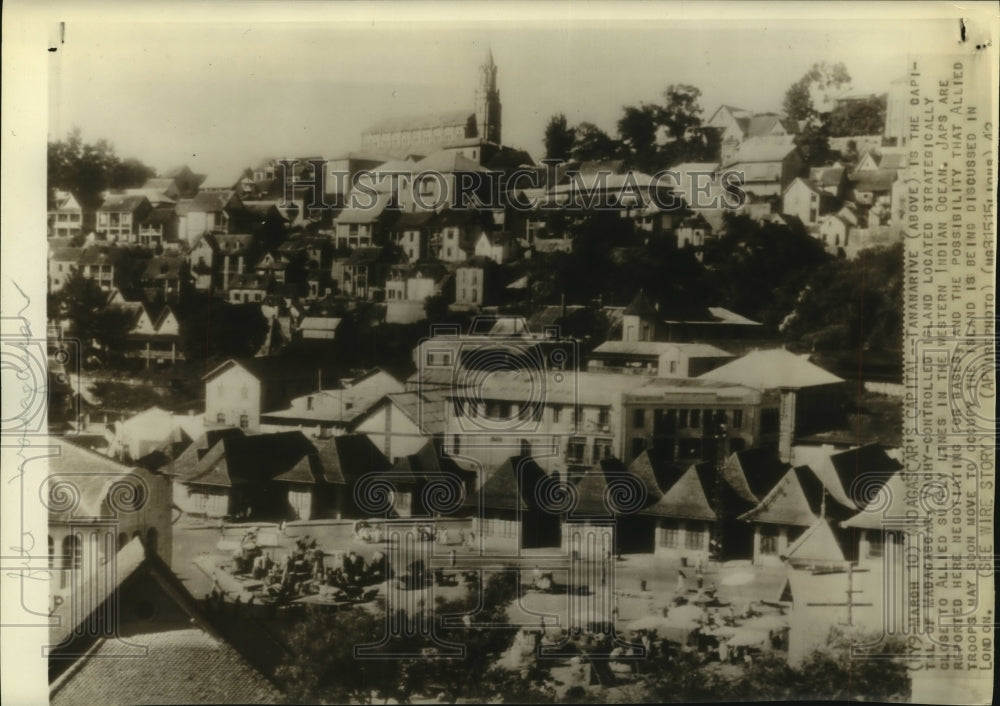 1942 Press Photo Aerial View of Tananarive The Capital of Madagascar.- Historic Images