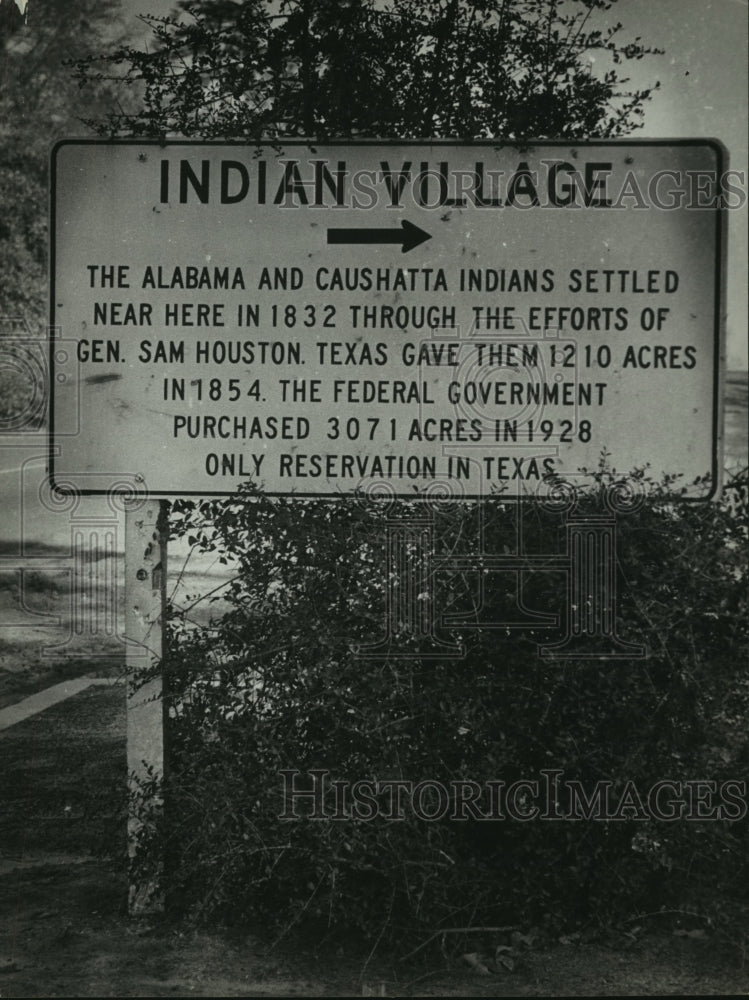 1963 Sign at entrance to Alabama and Caushatta Indian Reservation - Historic Images