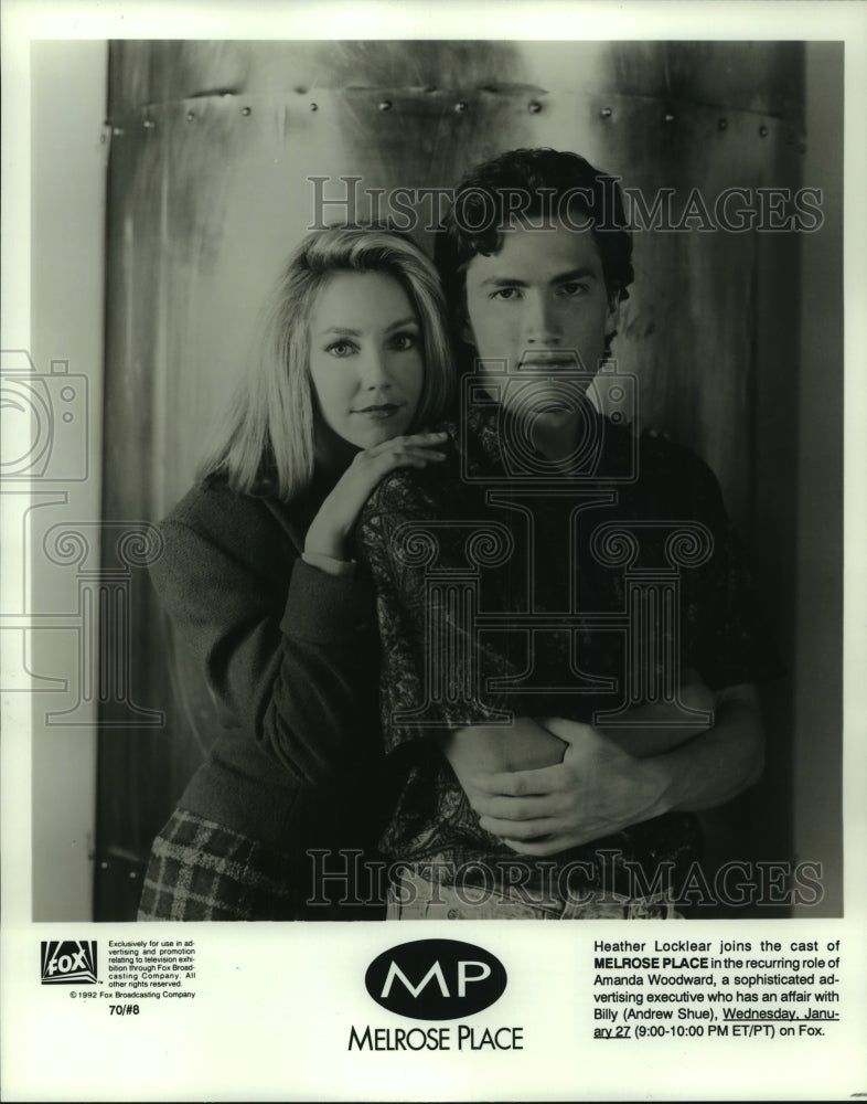1992 Press Photo Heather Locklear and Andrew Shue on movie Melrose Place - Historic Images