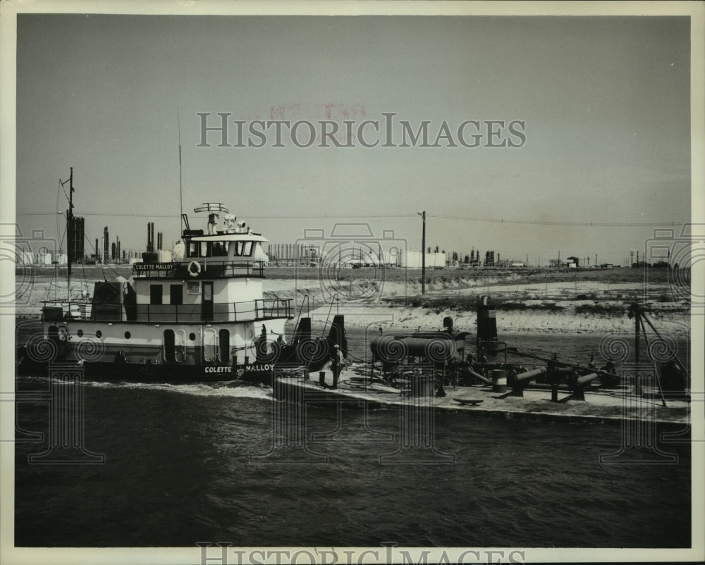 1962 Barge on Chocolate Bayou from Monsanto Chemical Co., Alvin TX - Historic Images