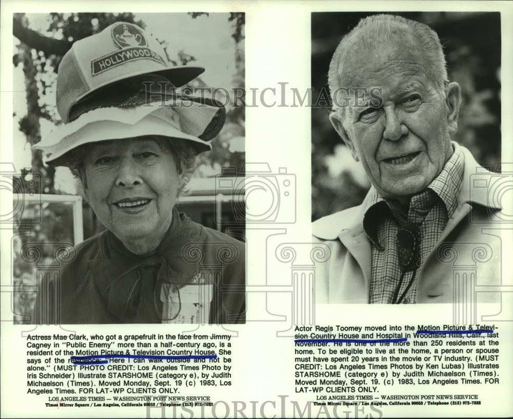 1983 Press Photo Actress Mae Clark and Actor Régis Toomey, Woodland Hills, CA - Historic Images