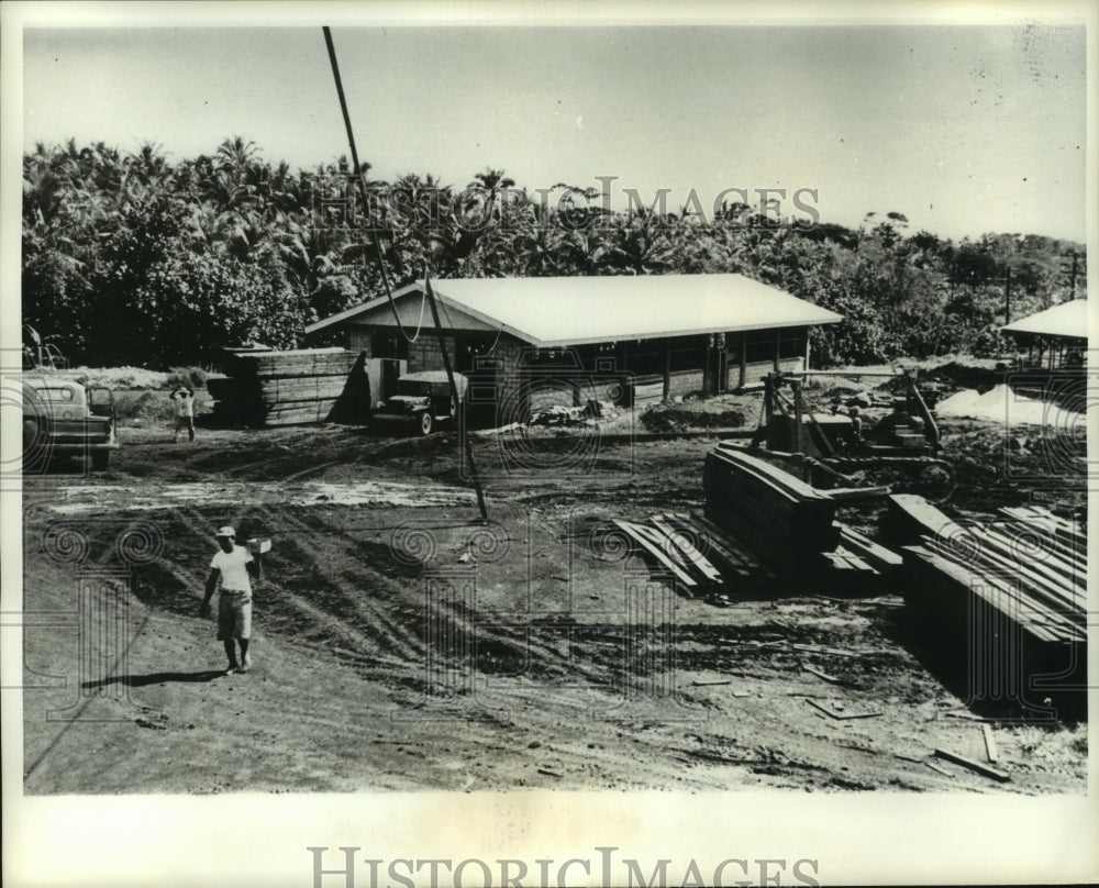 1962 Press Photo Construction Of A High School On Pacific Island of Micronesia-Historic Images