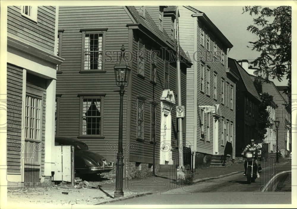 1983 Gail Light Poles on Pelham Street in Newport Rhode Island - Historic Images