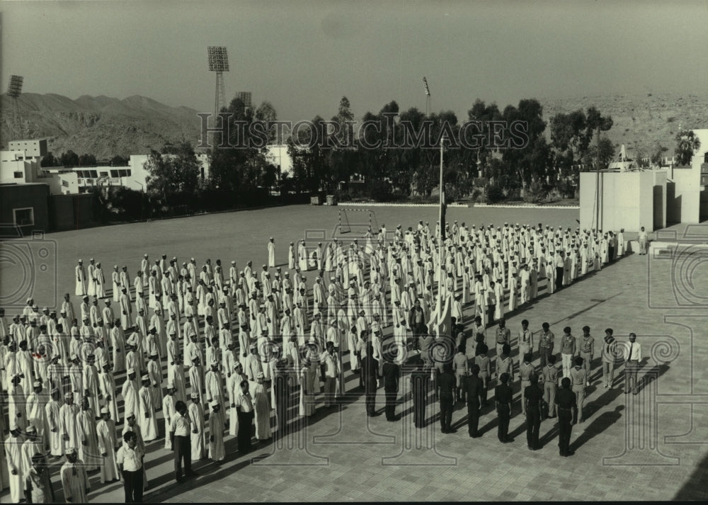 1986 Boys Secondary School Students in Formation at Wattayeh, Oman - Historic Images