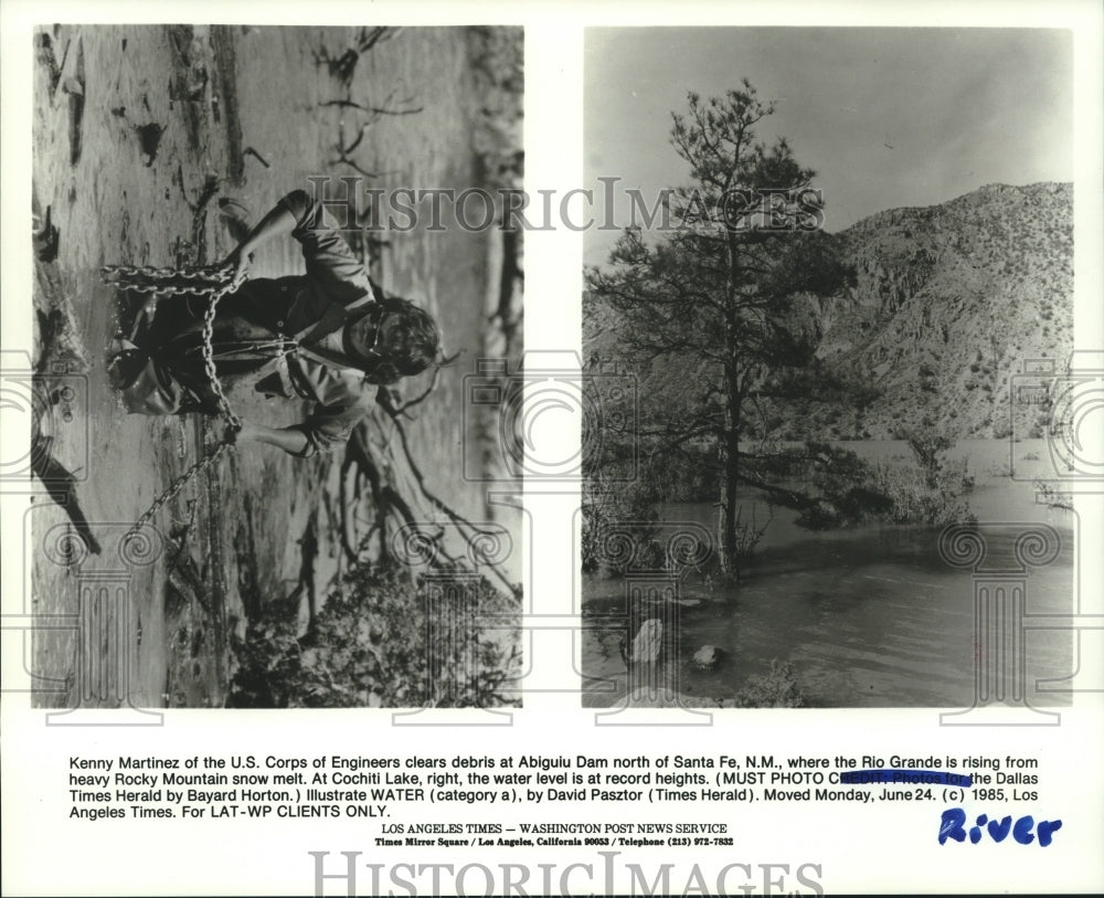 1985 Press Photo Abigulu Dam and Cochiti Lake at Rio Grand River in New Mexico- Historic Images