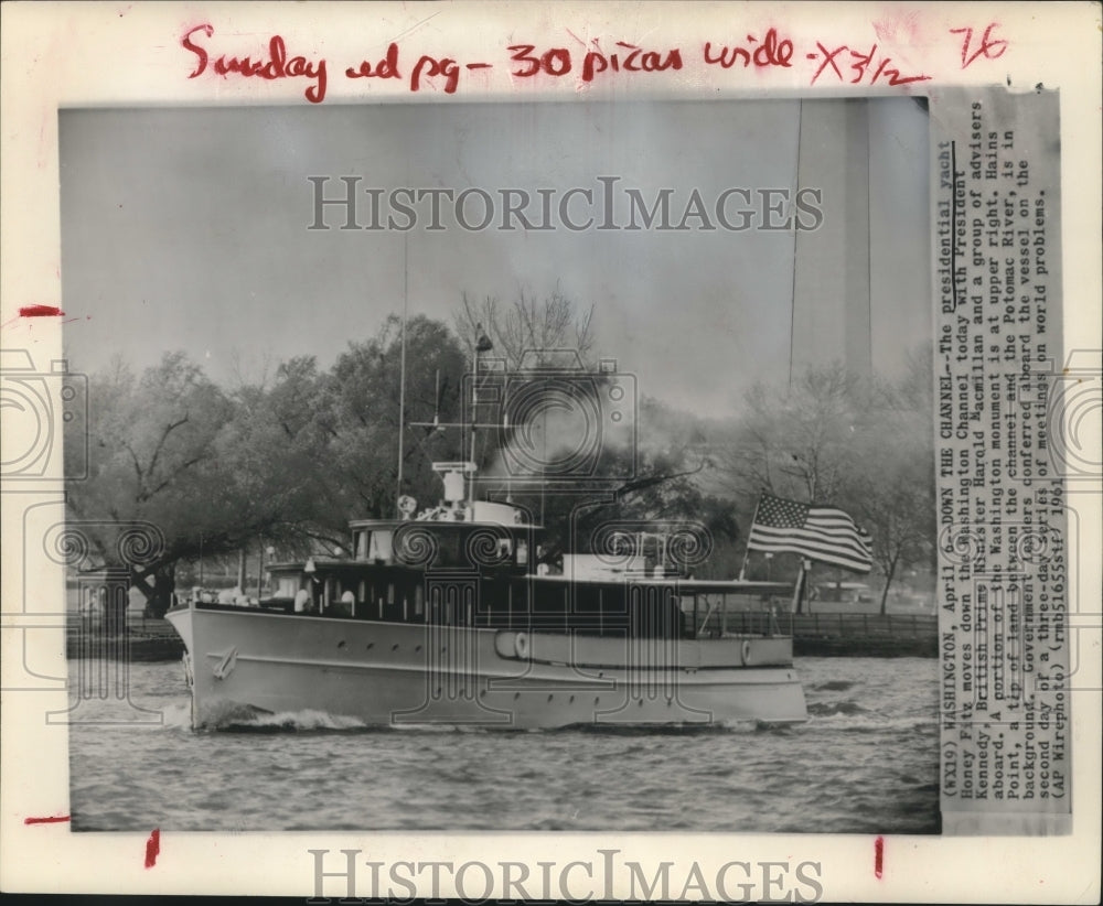 1961 President Kennedy presidential yacht on Washington channel - Historic Images