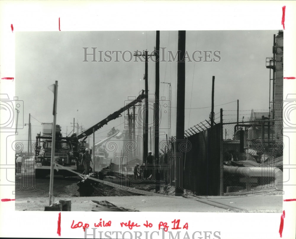 1992 Fire Trucks atEnron Chemical Refinery Plant Fire in Texas City - Historic Images