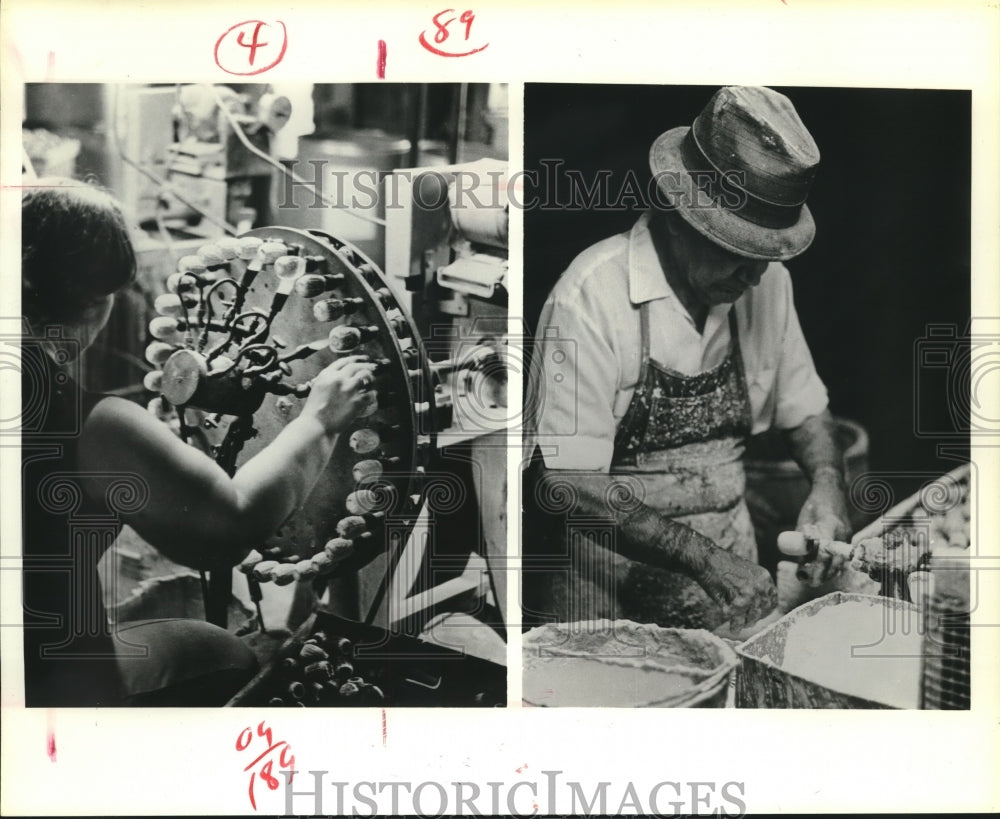 1979 Corn Cob Pipe Bowls are Fashioned by Workers - Historic Images