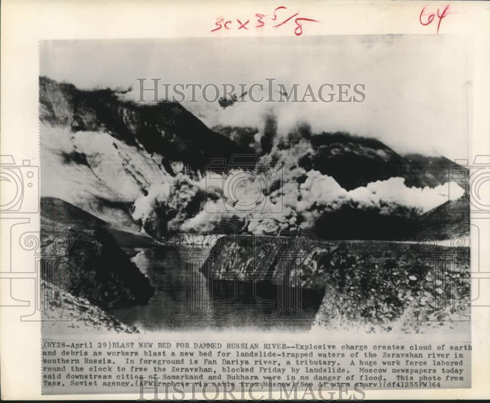 1964 Landslide-Blocked Russian River Blasted to Form New Bed - Historic Images