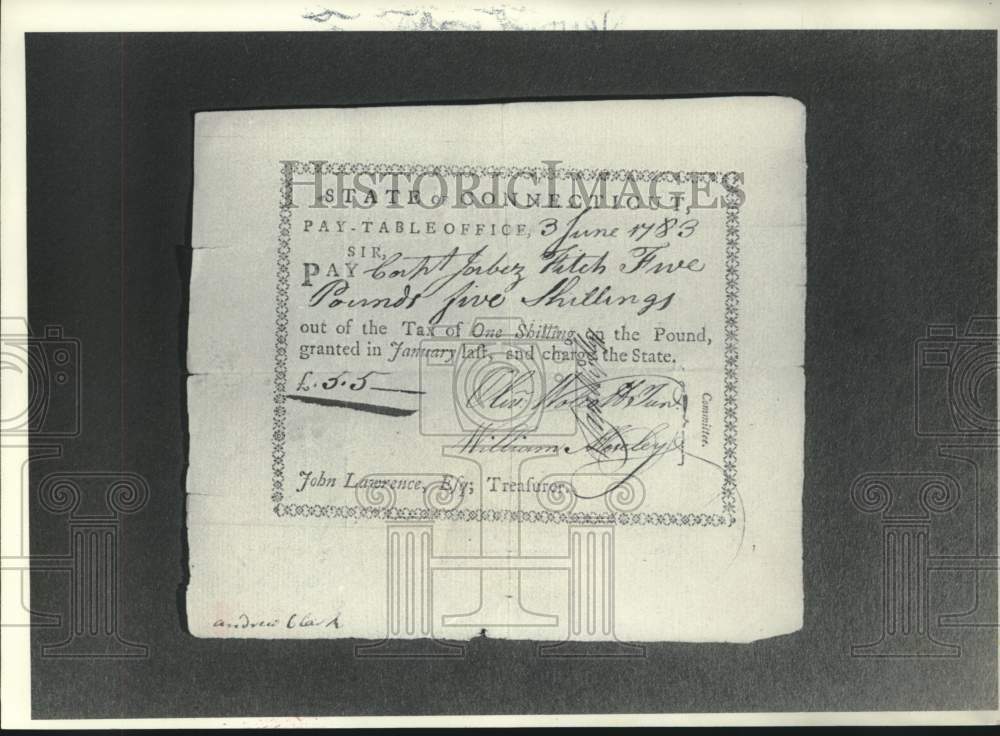 1979 Press Photo Connecticut soldier's pay script - Historic Images