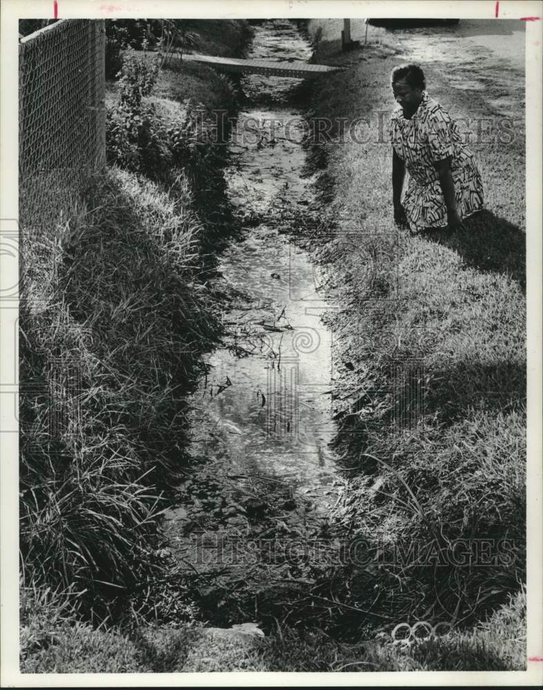 1975 Drainage Ditch in Houston, Texas Filled With Standing Water - Historic Images