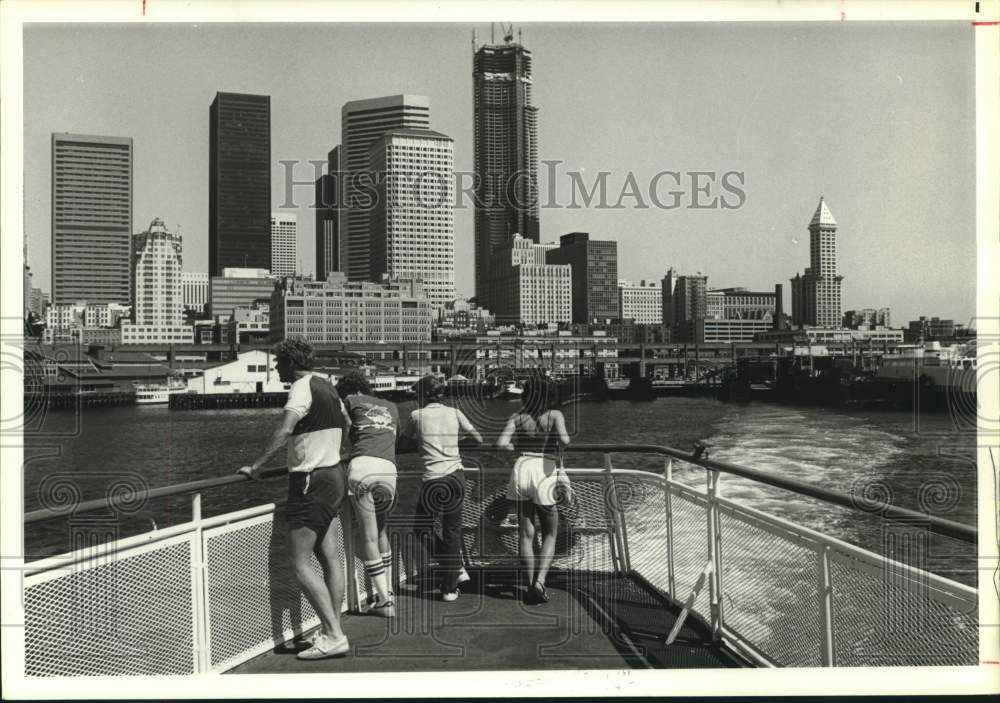 1984 Press Photo People aboard ferry, Seattle, Washington - hcx18214- Historic Images