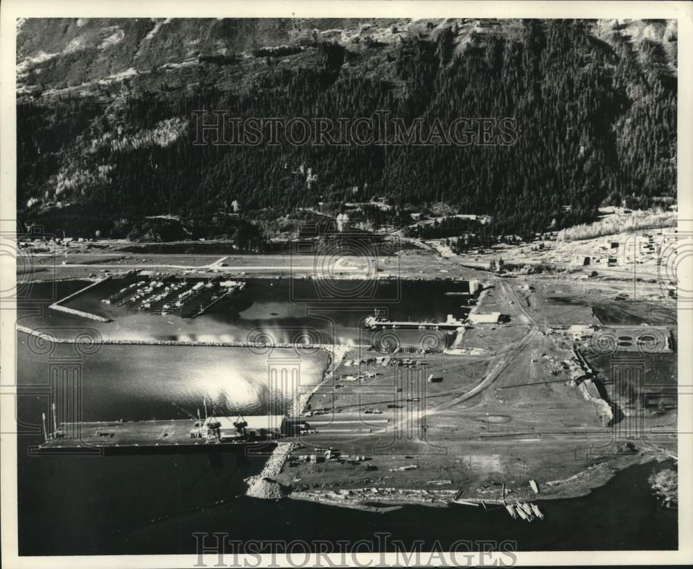 1967 Press Photo Aerial View of New Earthquake Dock, Seward, Alaska - Historic Images