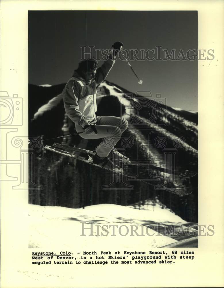 1986 Press Photo North Peak at Keystone Resort, Colorado, is Skiers' Playground - Historic Images