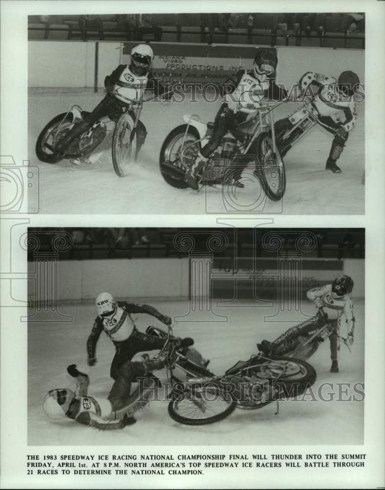 1983 Press Photo Finalists in Speedway Ice Racing National Champsionship- Historic Images