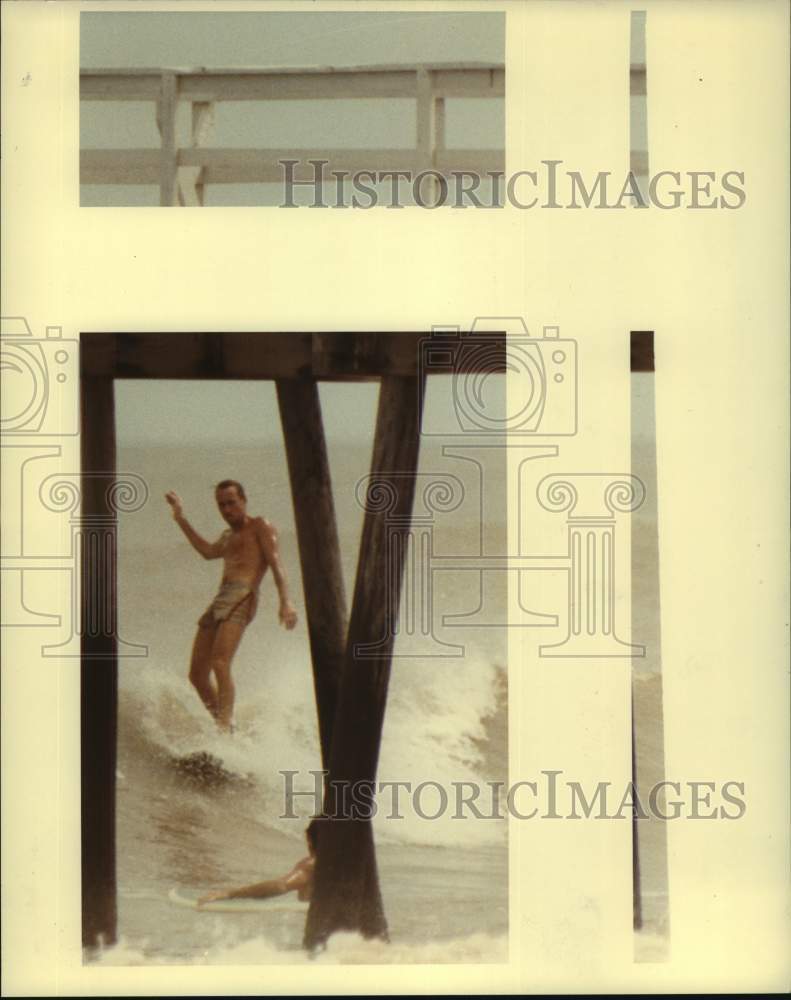 1985 Press Photo Man surfs off Texas coast - hcx20593- Historic Images