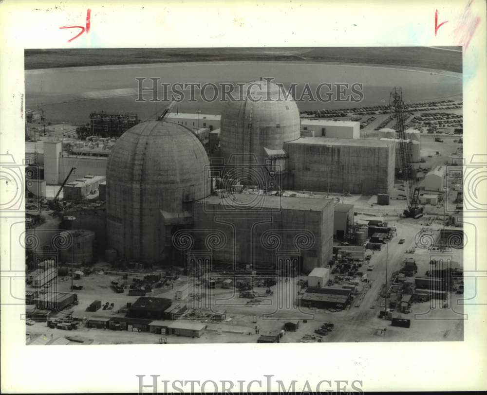 1988 Press Photo Construction of South Texas Nuclear Plant near Bay City - Historic Images