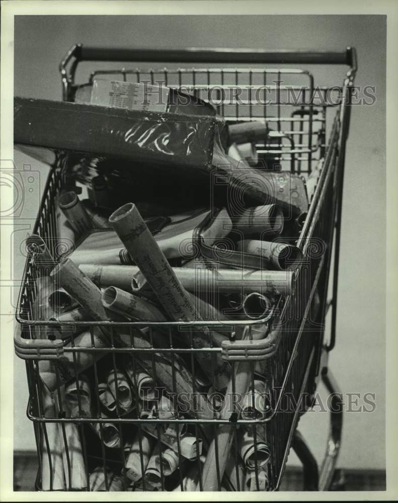 1983 Supermarket Cart Filled with Merchandise - Historic Images