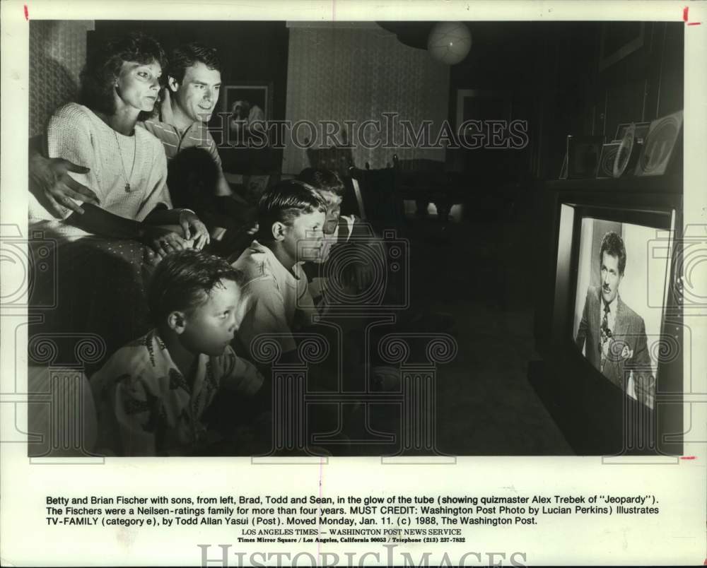 1988 Neilson-Ratings Family Watch Television at Their Home - Historic Images