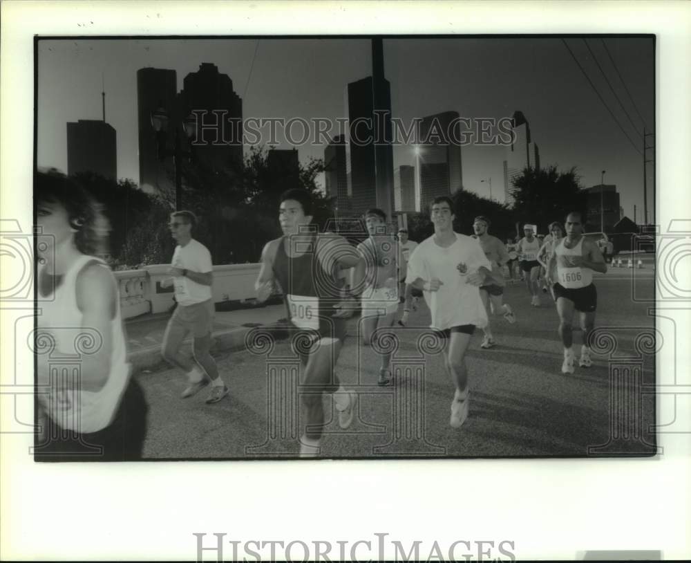 1992 Terry Fox Fun Run at Sabine Street Bridge in Houston - Historic Images