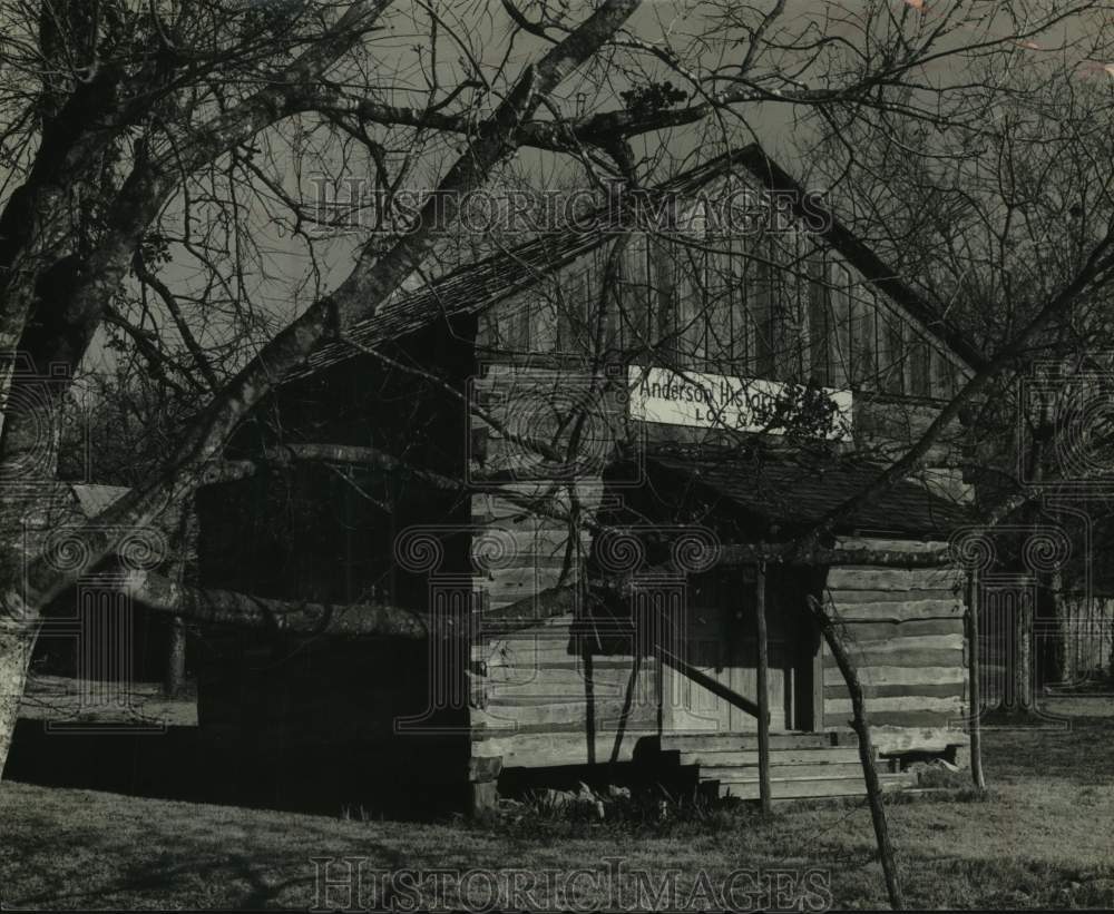 1967 Anderson, Texas Historical Society log cabin - Historic Images