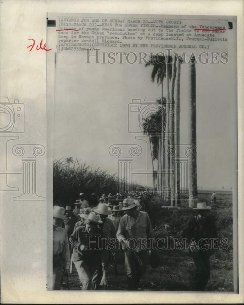 1970 Press Photo Venceremos Brigade Head to Fields to Cut Sugar, Havana, Cuba - Historic Images