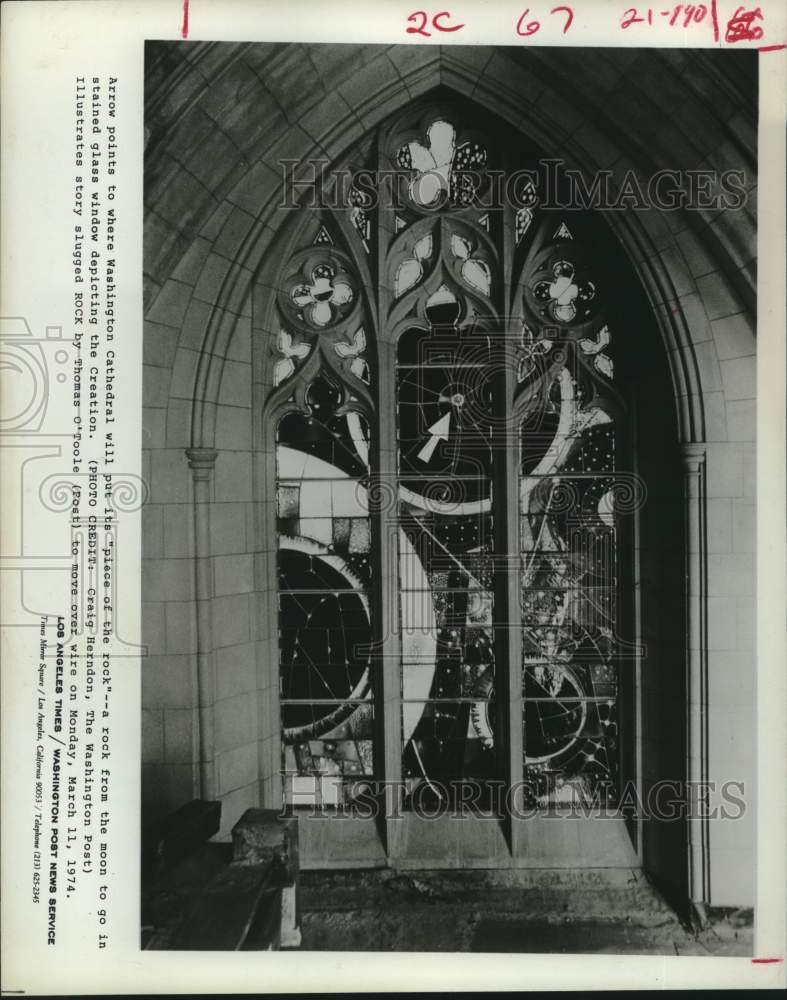 1974 Rock From the Moon to be Placed in Washington Cathedral Window - Historic Images