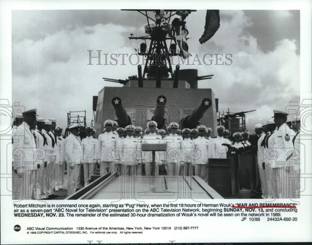 1988 Press Photo Robert Mitchum as &quot;Pug&quot; Henry in &quot;War and Remembrance&quot; on ABC - Historic Images