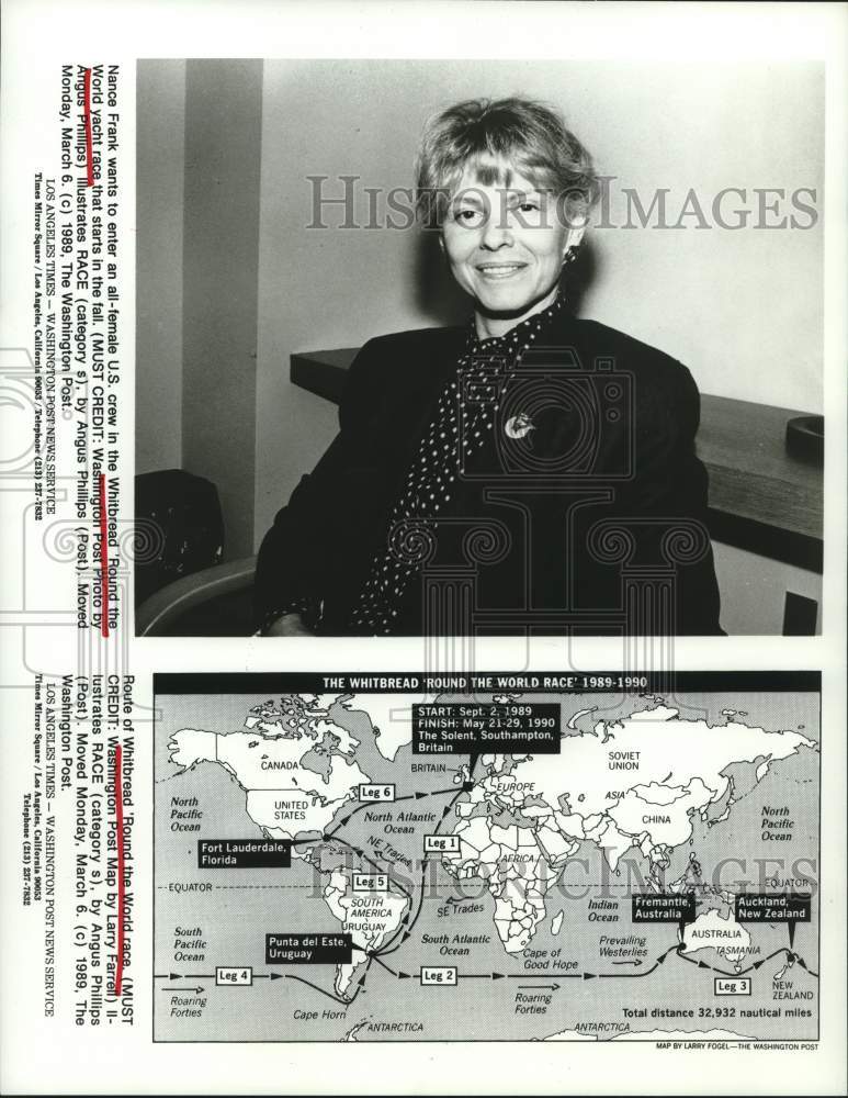 1989 Press Photo Nance Frank to enter Whitbread 'Round the World yacht race - Historic Images