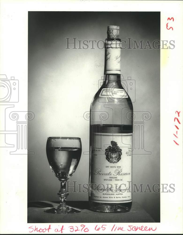 1984 Press Photo Klosterkeller Siegendorf&#39;s Private Reserve Riesling Spatlese - Historic Images