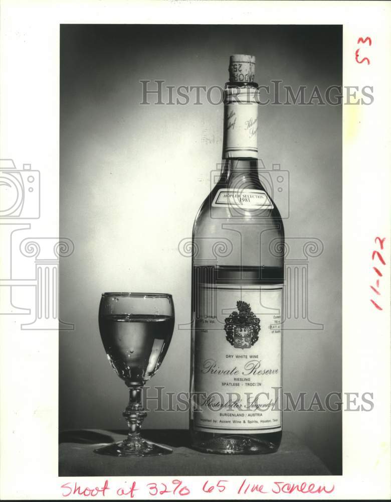 1984 Press Photo Klosterkeller Siegendorf's Private Reserve Riesling Spatlese - Historic Images