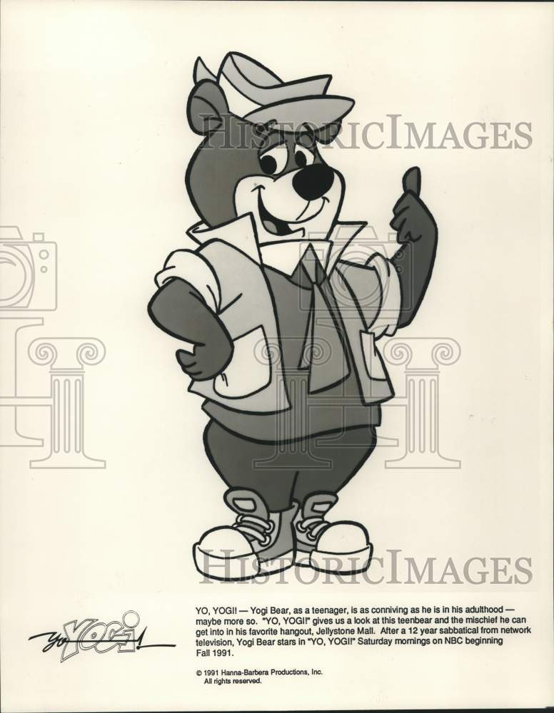 1991 Press Photo Teenage Yogi Bear in "Yo Yogi!" cartoon - Historic Images
