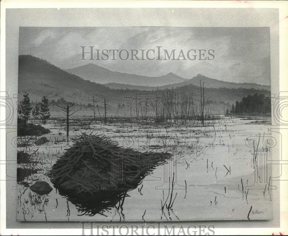 1979 Press Photo Neil Welliver&#39;s landscape painting at Watson/de Nagy Gallery TX - Historic Images