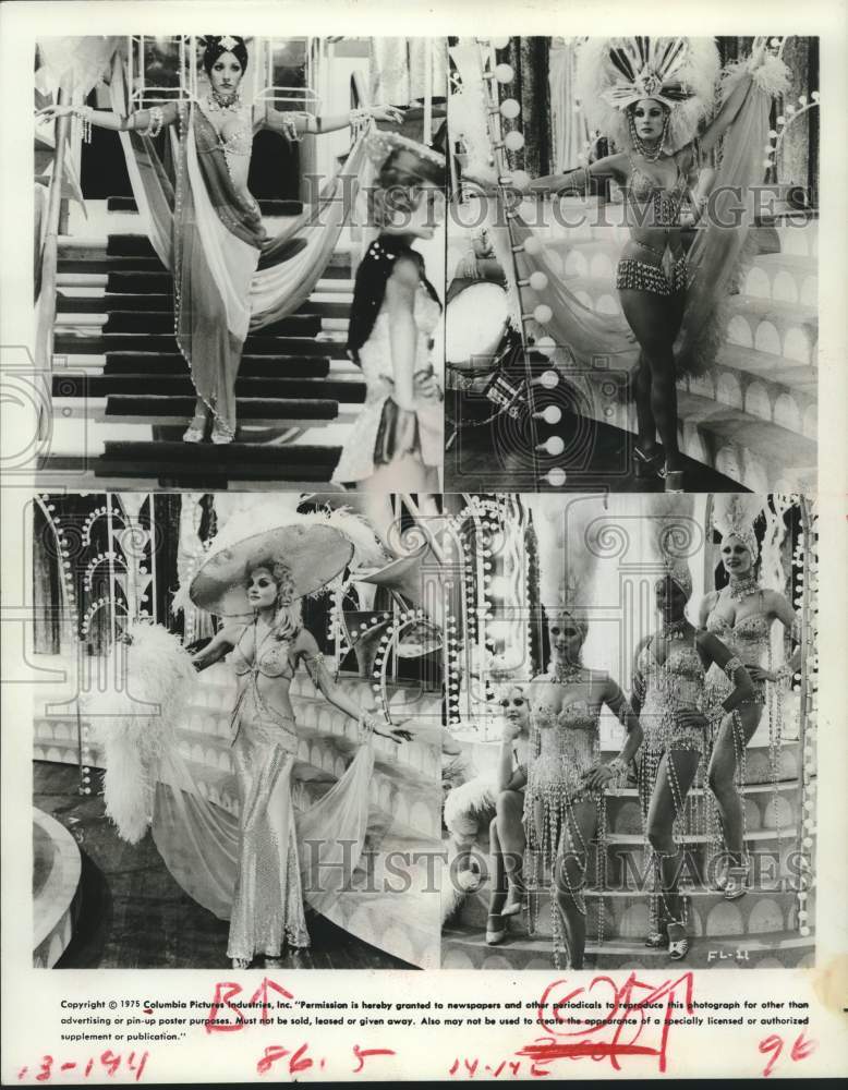1975 Press Photo Women in costumes from the Ziegfeld Follies, Ziegfeld girls - Historic Images