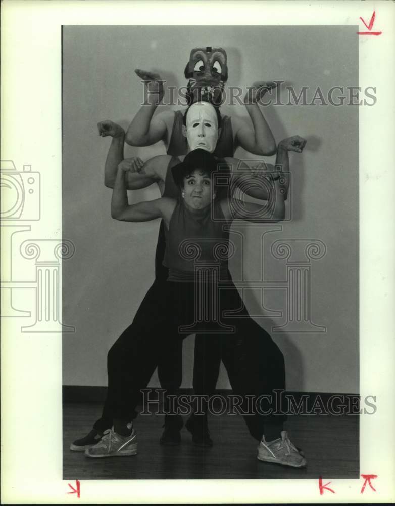 1989 Texas Mime Theater members in &quot;Haunted House&quot; - Historic Images