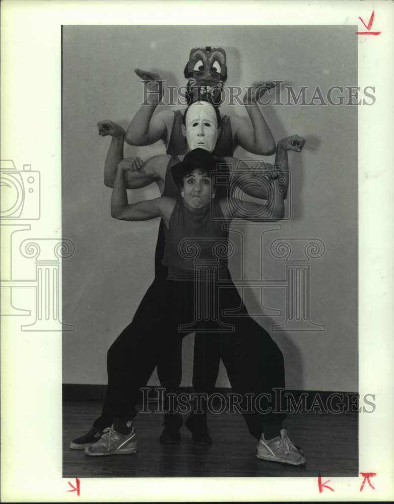 1989 Texas Mime Theater members in "Haunted House" - Historic Images