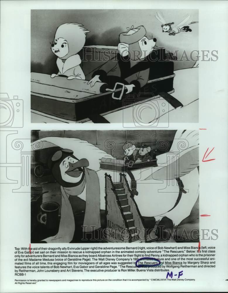 1977 Press Photo Scenes for &quot;The Rescuers&quot; - Walt Disney animated film - Historic Images